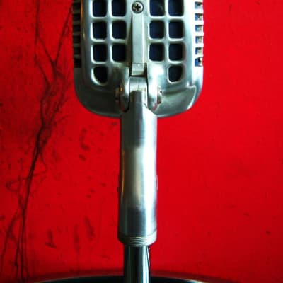 Vintage 1950's Shure 737A crystal super cardioid microphone w period desk stand PROP DISPLAY image 8