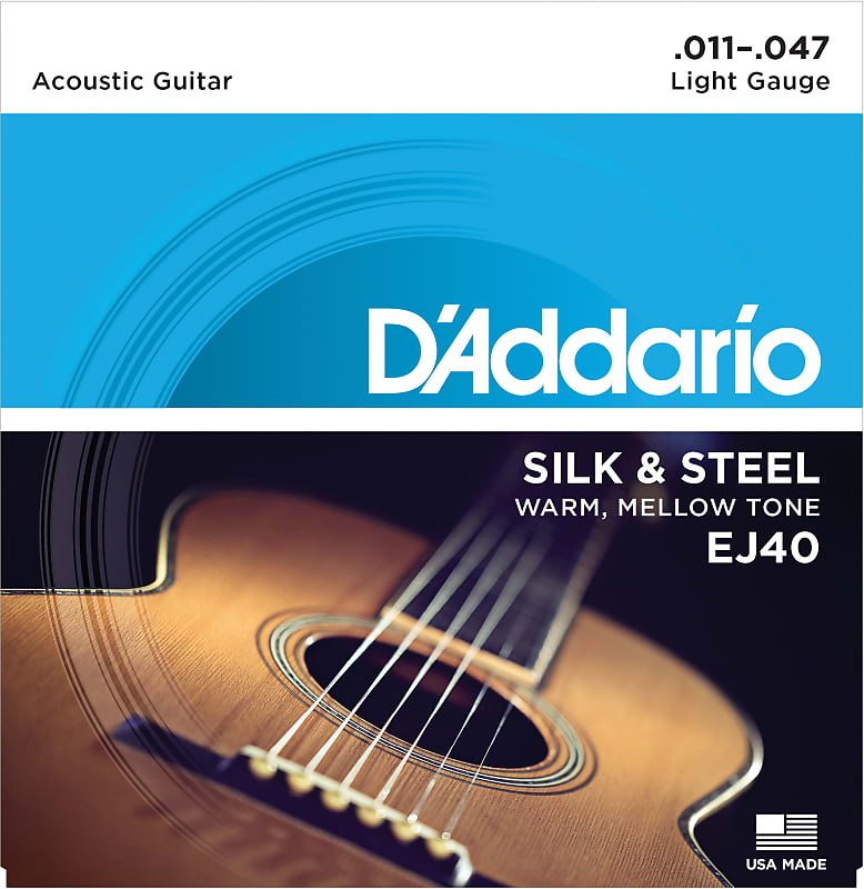 D'Addario EJ40 Silk & Steel Folk Guitar Strings, 11-47 image 1