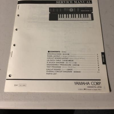 Yamaha  PSS-100 PortaSound Service Manual 1989