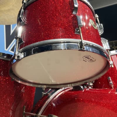 Frankie Banali's Quiet Riot - Leedy & Ludwig Restored 6-Piece Set, 24", 20", 16", 13", 12", 14x5" Matching Snare! Immaculate 1950-1955 - Sparkling Red Pearl image 12