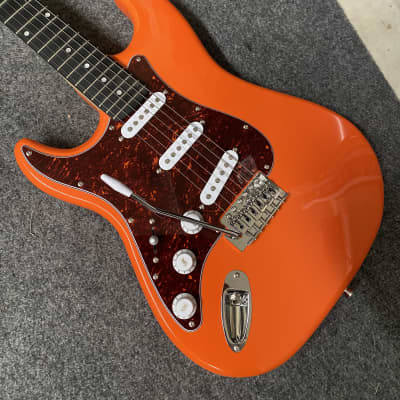 RW'S Lefty custom Guitars Beautiful Orange Strat. 22 fret neck play very Well  2020 Orange image 1