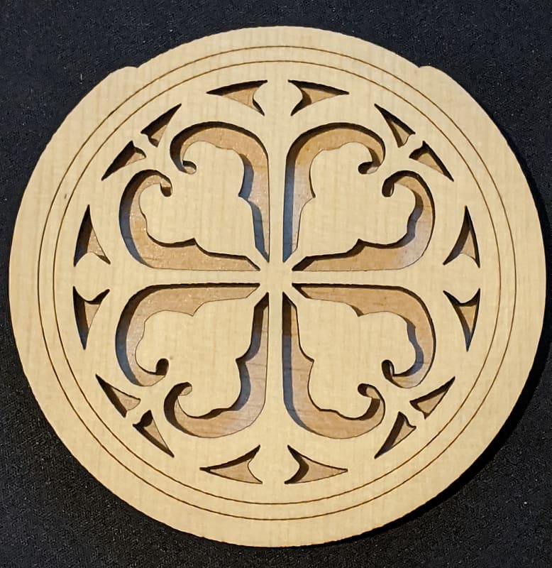 Natural Wood Acoustic Guitar Soundhole Cover Laser Cut Design | Reverb