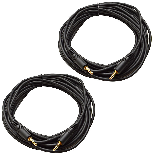 Seismic Audio SA-iE25-2PACK 1/8" TRS Stereo Male to Male Patch Cables - 25' (Pair) image 1