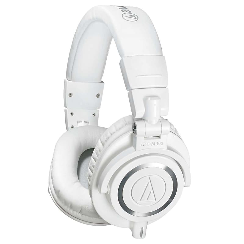 Audio-Technica ATH-M50XWH Professional Studio Monitor Headphones, White, Small  			