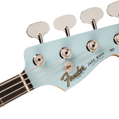 Fender Gold Foil Jazz Bass in Sonic Blue with Deluxe Gig Bag image 5