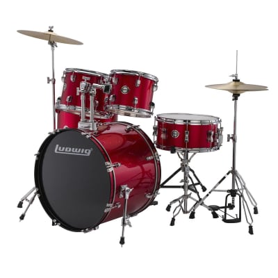 Ludwig Accent Drive 5-Piece Complete Drum Set - 22&quot; Bass (Red Sparkle)(New) image 2