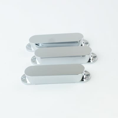 Replacement Strat Style Single Coil Guitar Pickup Cover Set ,No holes /Chrome Plated image 3
