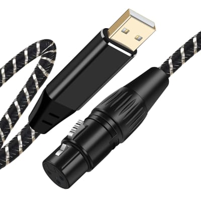 EBXYA XLR to USB Cable, 3 ft USB to XLR Microphone Cable 3 Pin XLR Female  Cables Adapter with USB to Type-C Adapter Cord for Audio Recording Karaoke
