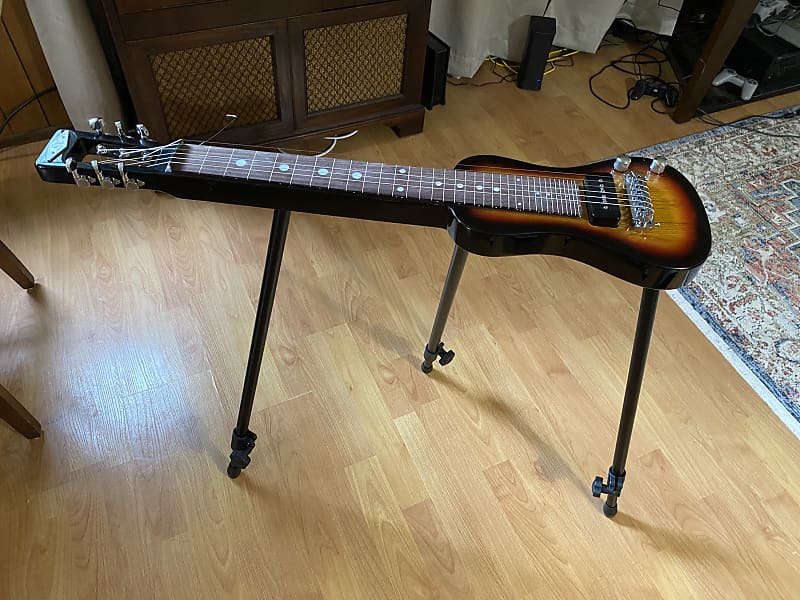 SX Lap 2 Ash Body Steel Guitar Sunburst w/ Case, Stand & Reverb