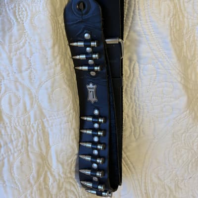 Levy's Boot Leather Guitar Strap With Metal Bullets - Bandoleer - Black