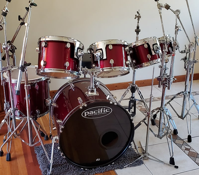 DW PACIFIC 6PC 1ST GENERATION 1999 DRUM SET WITH DELUXE HARDWARE AND PEDALS  Reverb