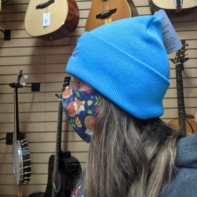 Mill River Music Embroidered Cuff Beanie 1st Ed Main Logo Neon Blue image 3
