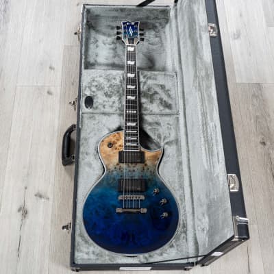 ESP E-II Eclipse Guitar w/ Case, Buckeye Burl Top, Ebony, Blue Natural Fade image 23