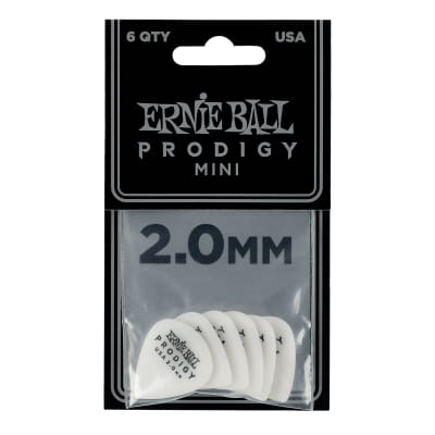 Ernie Ball 2mm Mini P09203 Plectrum White Prodigy Picks 6-Pack image 1