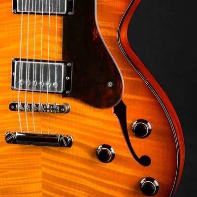 Collings SoCo Deluxe Semi-Hollow Carved Flame Maple and Mahogany Iced Tea Sunburst Custom NEW image 6