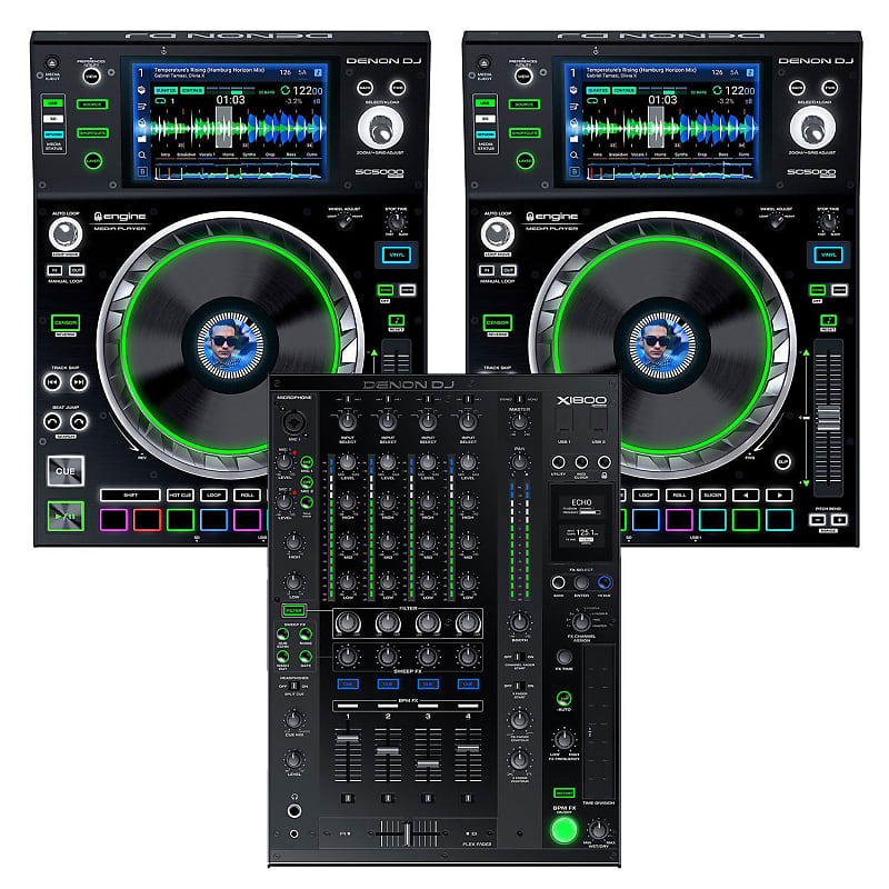 Denon DJ SC5000 PRIME Package with X1800 DJ Mixer & 2x
