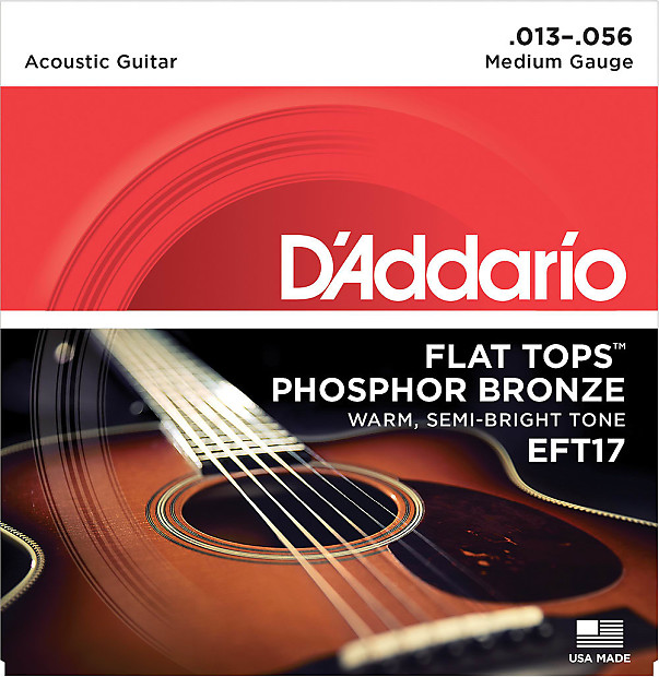 D'Addario EFT17 Flat Tops Phosphor Bronze Acoustic Guitar Strings, Medium Gauge image 1