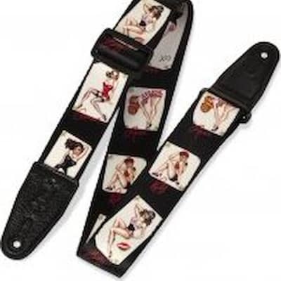 2” polyester guitar strap with Pin-Up motif image 1