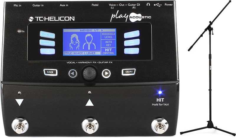 TC-Helicon VoiceLive Play Acoustic Guitar and Vocal Effects Processor Pedal  Bundle with On-Stage MS7701B Euro Boom Microphone Stand - Black | Reverb