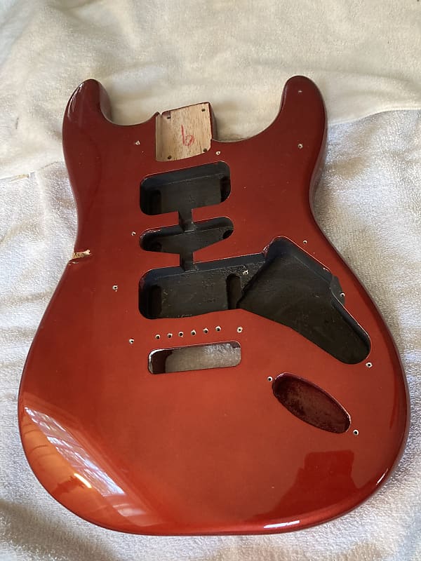 Squier Strat body 2000 Metallic candy apple red | Reverb