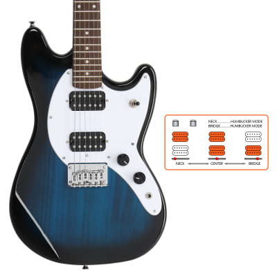 Glarry Full Size 6 String H-H Pickups GMF Electric Guitar with Bag Strap Connector Wrench Tool 2020s - Blue image 5
