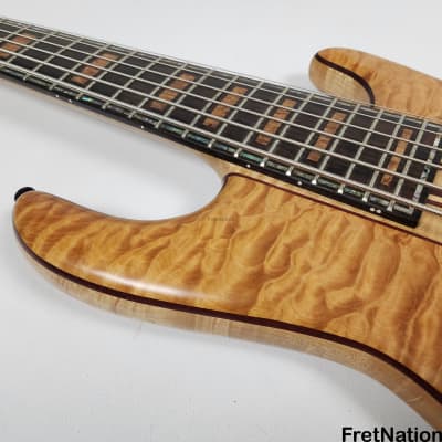 Bob Mick Custom 6-String Quilted Maple Bass 9-Piece Neck Purple Heart Abalone Binding 10.44lbs image 14