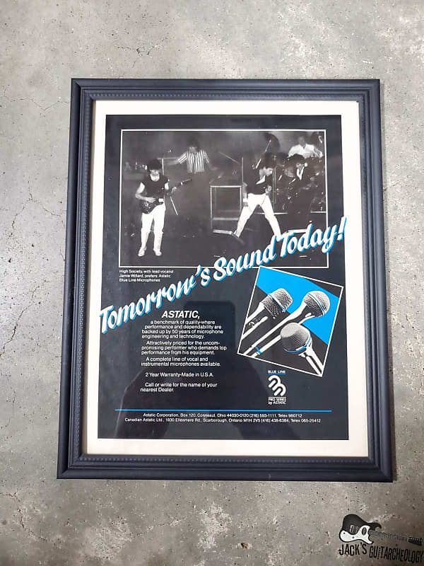 Astatic Blue Line Pro Series "Tomorrow's Sound Today" Framed Vintage Microphone Advertisement (1984) image 1
