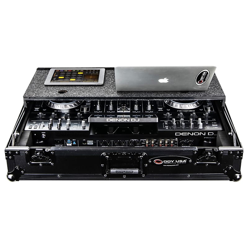 Odyssey FZGSPRIME4BL Denon Prime 4 Flight Case w/Glide Platform