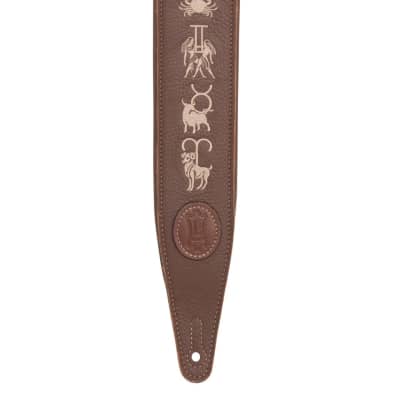 Levy's MG317ZE-BRN Garment Leather Guitar Strap - Zodiac/Brown image 3