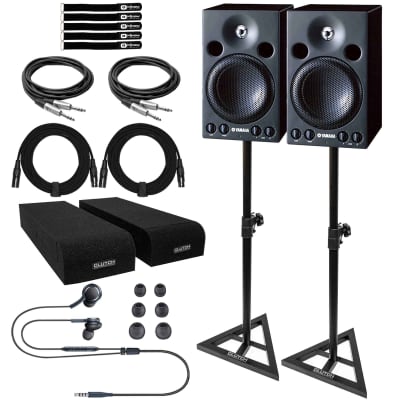Yamaha MSP3 4" 2-Way Active Powered Studio Monitor Speakers w Stands & Cables image 1