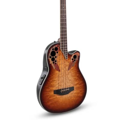 Ovation CEB44X-7C Celebrity Elite Mid Depth Cutaway Quilted Maple Top 4-String Acoustic Electric Bass Guitar for sale