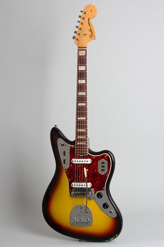 Fender Jaguar Solid Body Electric Guitar (1966), ser. #171100, black tolex hard shell case. image 1