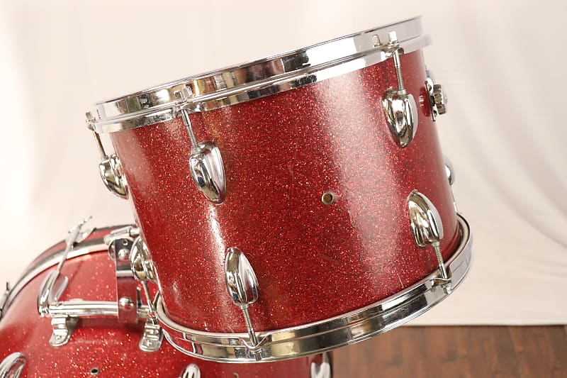 Pearl ジャパンヴィンテージ Pearl Japanese 3pc Drum Set Kit Red Sparkle Vintage | Reverb