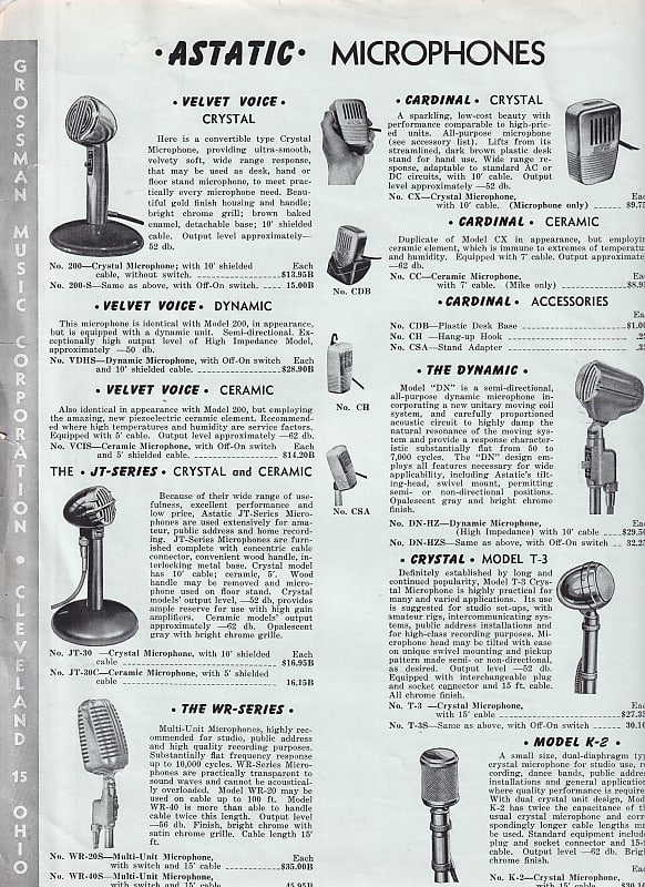 1950'S ASTATIC TURNER MICROPHONE VINTAGE FULL PAGE CATALOG Reverb
