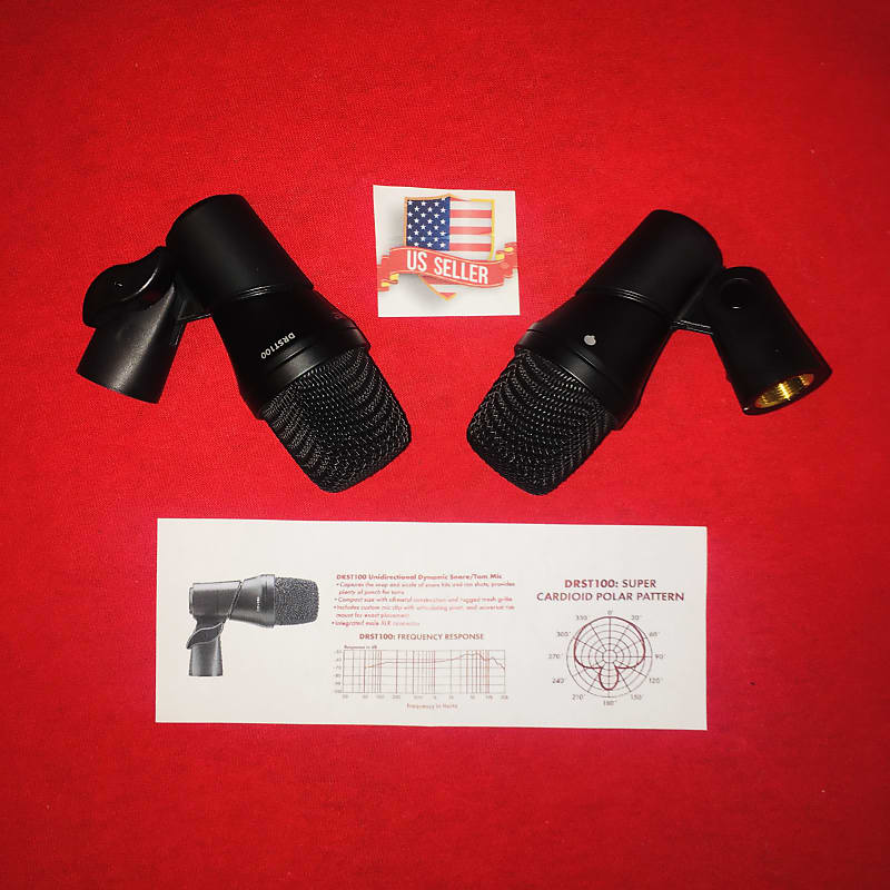 Drum Mic Set Kit 2 Mics For Snare Drums Tom / Floor Rack Toms Reverb