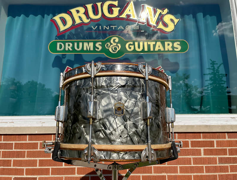 1937 Leedy 8x14 Pre-War Broadway Swingster Parallel Solid Shell Snare Drum Black Dimond Pearl image 1