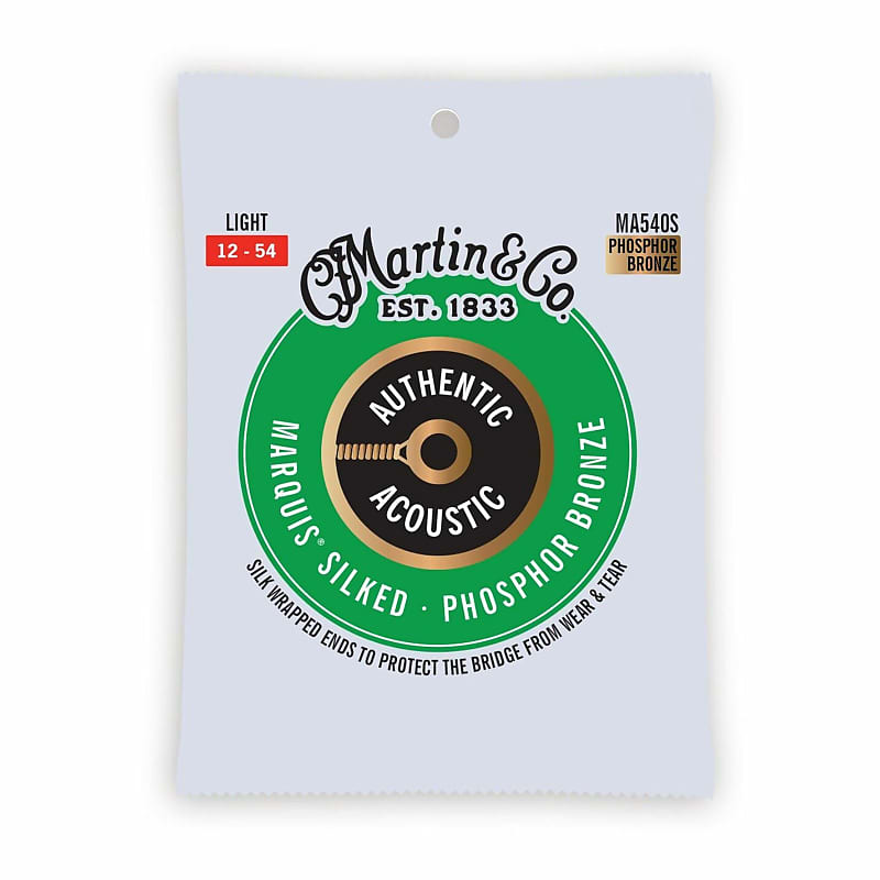 Martin MA540S Authentic Acoustic Marquis Silked Phosphor Bronze Acoustic Guitar Strings, Light 12-54 image 1