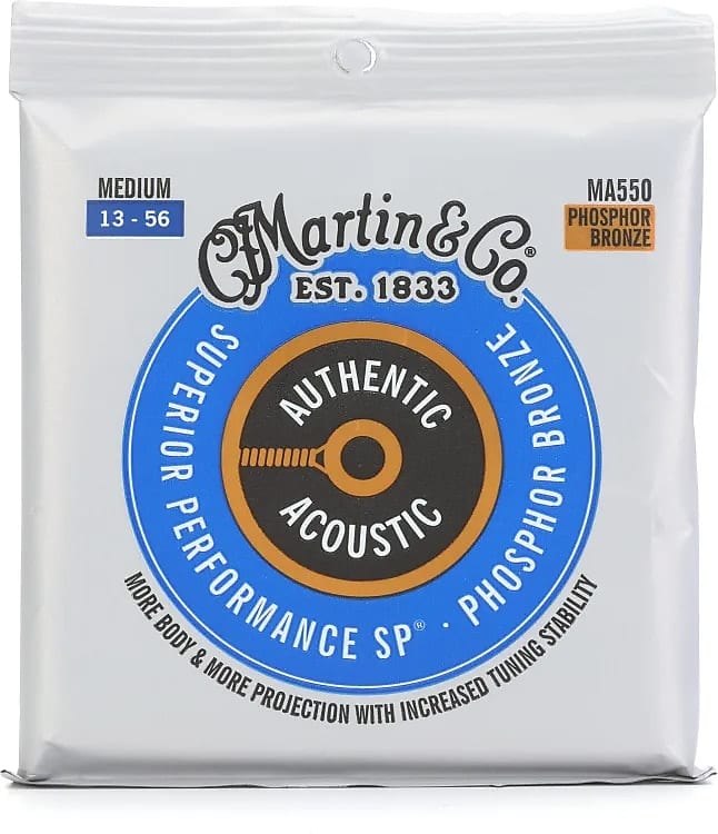 Martin MA550 Authentic Acoustic SP® Medium Guitar Strings Phosphor Bronze, .013 - .056