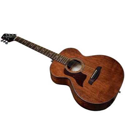 Sawtooth Mahogany Series Left-Handed Solid Mahogany Top Acoustic-Electric Mini Jumbo Guitar with Hard Case and Pick Sampler image 7