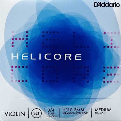 D'Addario Helicore Violin Strings 3/4 scale medium tension H310 3/4M full set image 1