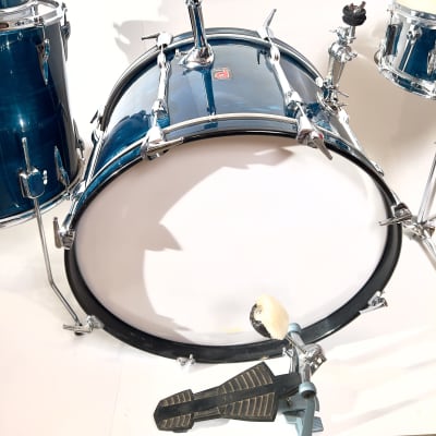 Vintage Premier 4-pc drum kit with all hardware 12/16/22/snare 1970 - Blue Shimmer image 9