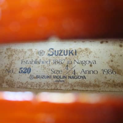 SUZUKIバイオリン NO.520 4/4 Anno1984 Suzuki Violin No. 520 (Advanced), 4/4, Japan - Immaculate