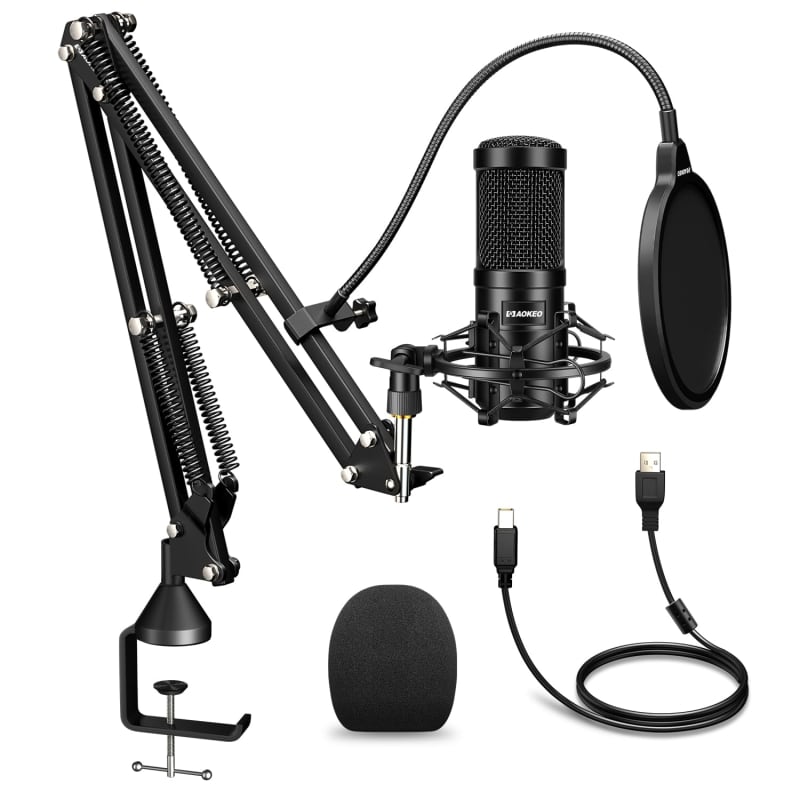  Professional USB Cardioid Condenser Microphone - Audio Mic  w/USB Cable, Built-in Pop Filter, Adjustable Desktop Stand - for Gaming  PS4, Streaming, Podcasting, Studio,  - PDMIUSB75 : Musical  Instruments