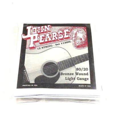 John Pearse Guitar Strings 12 String Set Bronze Wound LIght Gauge 1300L for sale