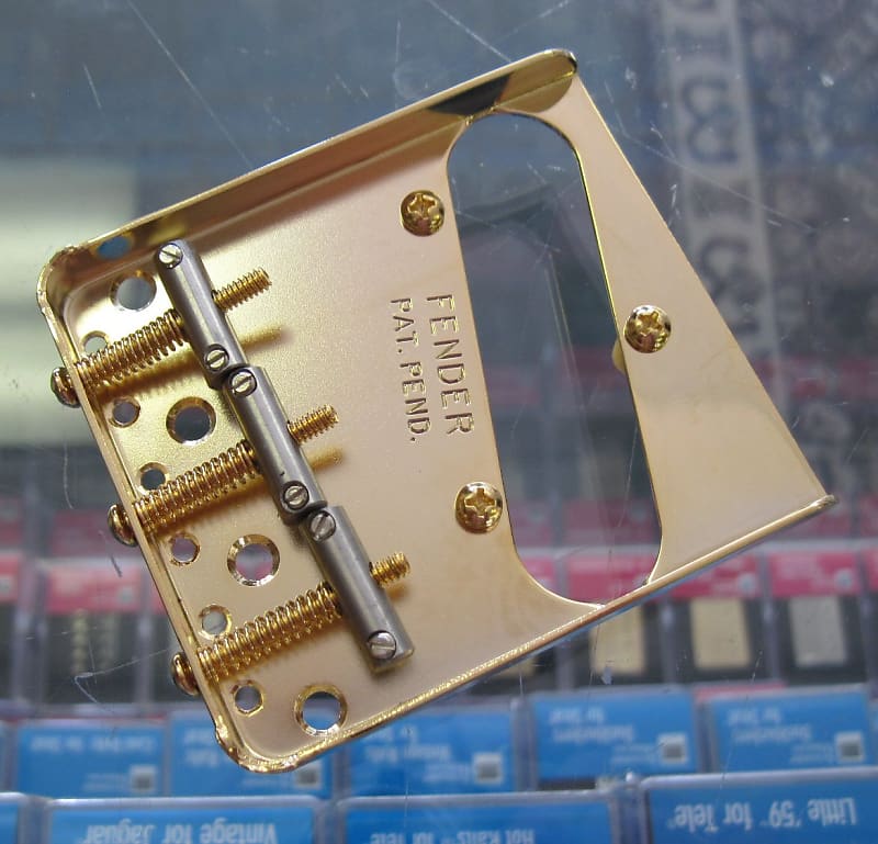 Fender American Vintage 3-Saddle Telecaster Bridge Assembly Gold USA 0990806200 image 1