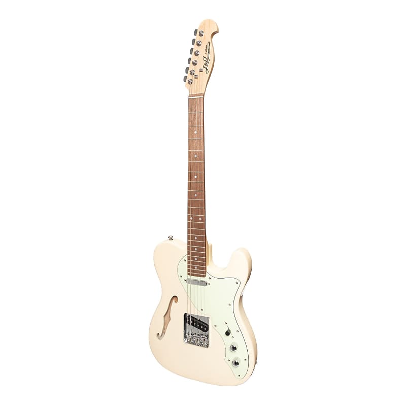 J&D Luthiers Thinline TE-Style Electric Guitar (Vintage White) image 1