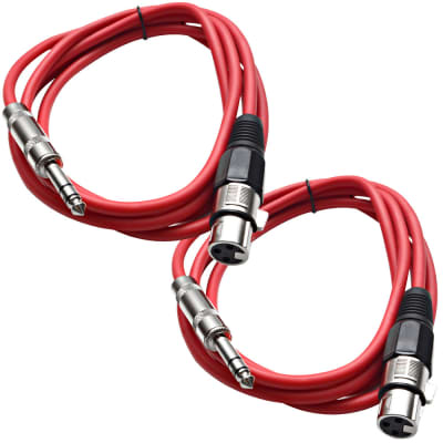 2 Pack of 1/4 Inch to XLR Female Patch Cables 6 Foot Extension Cords Jumper - Red and Red image 1