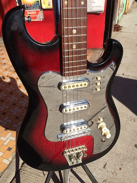 Teisco 3 Pick Up Guitar 3 Pick-up 1960's Redburst image 1