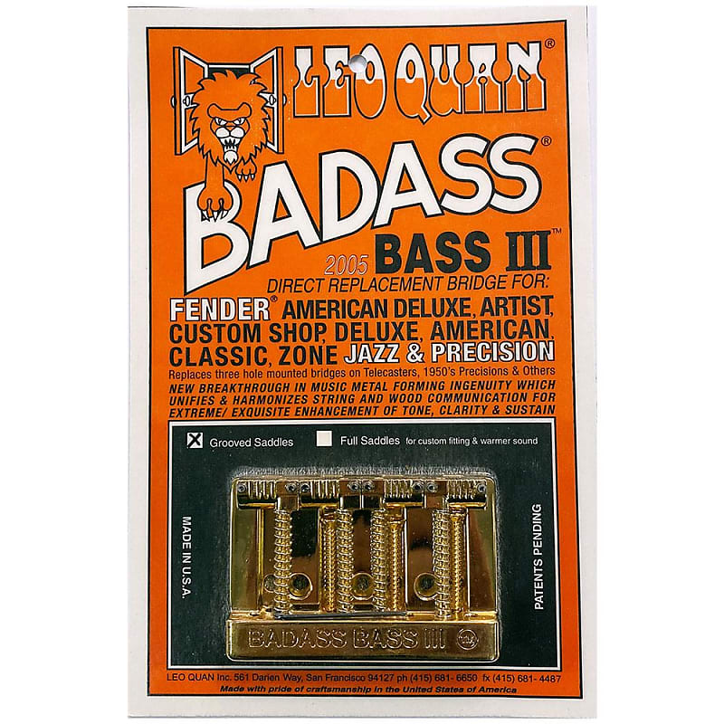 Leo Quan Badass Bass III Bridge 4 String Grooved Saddles Gold image 1
