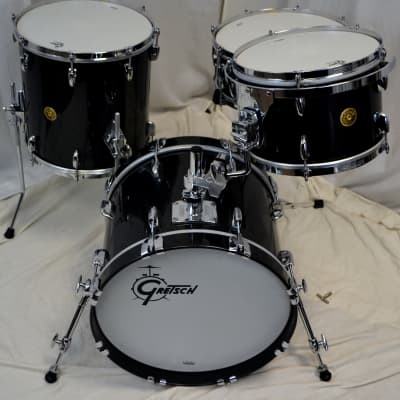 Gretsch 18/12/14/5x14" USA Custom Drum Set - 301 Hoops Black Metallic Gloss image 1